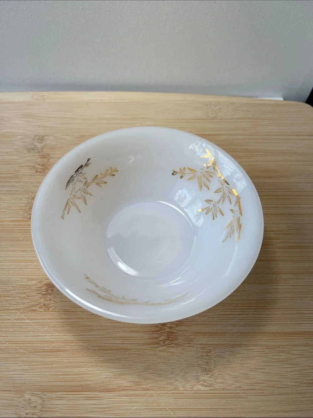 Set of 2 Dessert Vintage Federal Glass Milk Bowls - Gold Bamboo Pattern
